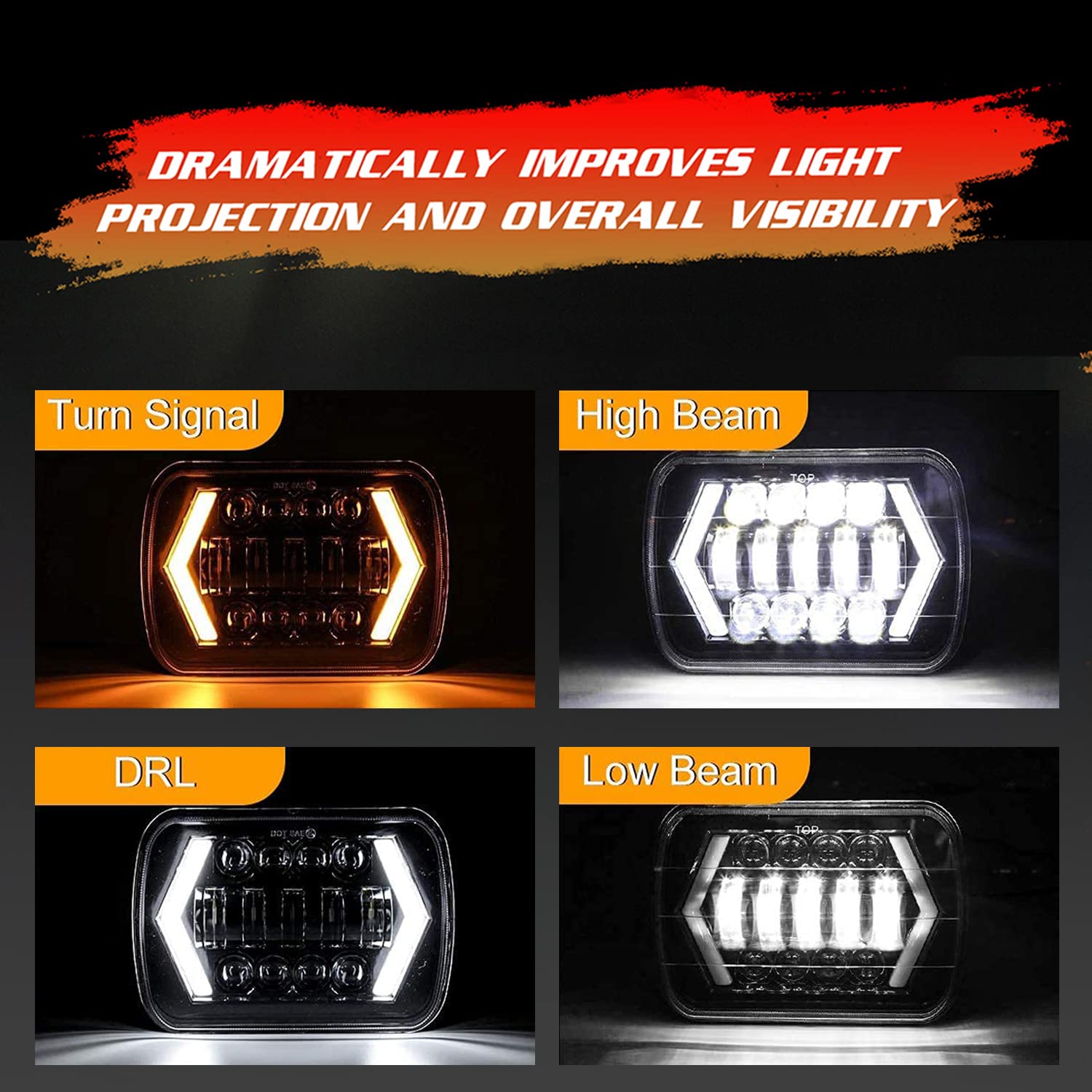 Amazon.com: VISVIC 1PCS 7x6 inch Halo LED Headlights, 5x7